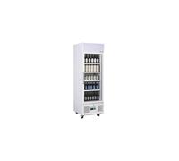 Vitrine ventilée positive 218 Litres, sur roulettes, avec bandeau lumineux, blanche, 230 W, 220 V - MONO