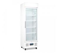 Vitrine ventilée positive 368 Litres, sur roulettes, avec bandeau lumineux, blanche, 340 W, 220 V - MONO