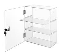 Vitrine verrouillable en Acrylique à 3 étages avec clé de Verrouillage - Vitrine Transparente avec étagères - pour Magasin de détail, Objets de Collection, Figurines (30 x 15 x 40 cm)