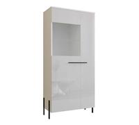 Vitrine Vigo Standvitrine 70x40x158Cm Blanc Brillant 2-Portes