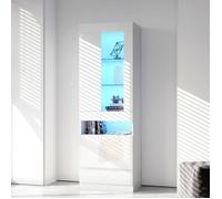 Vitrine - Vitrine avec éclairage LED 16 couleurs - Armoire de salon - 2 portes 4 étagères - Blanc - Buffet haut - 50*40*180cm