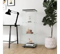 Vitrine,Vitrine en Verre de 125cm,3 Couches avec 1 Porte et Serrure,Armoire de Collection Moderne en Verre,Armoire de Rangement en Verre Debout pour Salon,Chambre à Coucher, Bureau,Noir