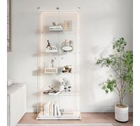 Vitrine,vitrine en Verre de 187x79x35cm,5 Couches avec LED 2 Porte et Serrure,Armoire de Collection Moderne en Verres,Armoire de Rangement en verre Debout pour Salon,Chambre à Coucher, Bureau