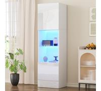 Vitrine vitrine pour collections avec lumière, vitrine en verre avec porte 160 x 45 x 35 cm LED de 16 couleurs et 4 modes dynamiques Meubles Vitrines de salon en verre avec étagère armoire à livres (J