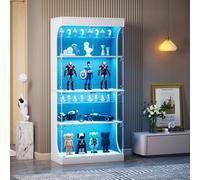Vitrine vitrine pour collections avec lumière, vitrine en verre avec porte 165 x 35 x 80 cm, LED à 3 modes dynamiques et USB, meubles Vitrines de salon en verre avec étagère armoire à livres pour
