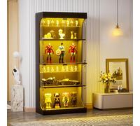 Vitrine vitrine pour collections avec lumière, vitrine en verre avec porte 165 x 35 x 80 cm, LED à 3 modes dynamiques et USB, meubles Vitrines de salon en verre avec étagère armoire à livres pour
