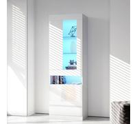 Vitrine vitrine pour collections avec lumière, vitrine en verre avec porte 180 x 50 x 40 cm, LED de 16 couleurs, meubles, vitrines de salon en verre avec étagères, armoire à livres, armoires buffet (G