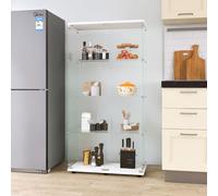 Vitrine, vitrine, vitrine en verre pour collection, avec 2 portes, vitrine, verre, 4 niveaux, armoire vitrine avec serrure, vitrine, meubles pour salon, bar (2 portes, 4 niveaux, blanc)