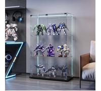 Vitrine,Vitrines en Verre de 123x60x35cm,3 Couches avec LED 2 Porte et Serrure Sécurité,Armoire de Collection Moderne en Verre,Noir