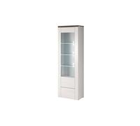 Vitrine VOLTIA avec 1 porte - 65cm - Blanc / chêne
