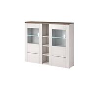 Vitrine VOLTIA avec 2 portes - 155cm - Blanc / chêne