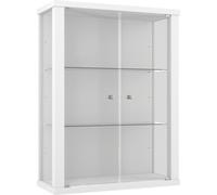 Vitrine VR-Wohnideen en blanc (80x60x25 cm) avec 2 étagères réglables en hauteur en verre de sécurité trempé ; idéale pour les collectionneurs ;