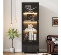 Vitrines brillantes avec portes, vitrées en verre éclairées par LED, vitrines pour objets de collection, étagères, 40 x 50 x 160 cm