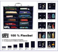 Vitrines De Collection H0 MAXI ALU FLEX 12 Cases Bleues 235x64x64mm Safe 5775