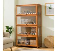 Vitrines pour Objets de Collection, bibliothèques, vitrines en Verre, à curiosités, Meubles Rangement, Jouets, présentoirs Bois CD et DVD Salon, Maison Chambre Coucher(Brown,80x32x140cm)