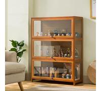 Vitrines pour Objets de Collection, bibliothèques, vitrines en Verre, à curiosités, Meubles Rangement, Jouets, présentoirs Bois CD et DVD Salon, Maison Chambre Coucher(Brown,80x32x106cm)