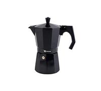 VITRINOR Black Cafetière Italienne 6 Tasses, Aluminium, Tous Feux dont Induction, Soupape de Sécurité, Joint Silicone, Noire