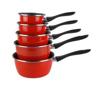 VITRINOR Lot de 5 casseroles émail Rouge Induction Intérieur façon Pierre