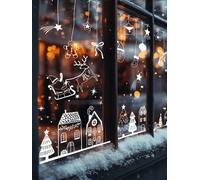 Vitrophanie Village de Noël blanc TU