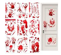 Vitrophanies Sanguines,9 Pièces Autocollants Halloween Imperméables pour - Décorations Réalistes Effrayantes pour Porte, Mur, Porche, Pièce, Salle de Bain, Maison, École