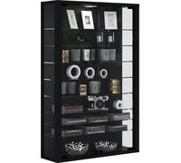Vitrosa Mini Vitrine murale avec 2 portes vitrées, 8 tablettes en verre, noir.