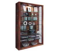 Vitrosa Mini Vitrine murale avec 2 portes vitrées, éclairage inclus, imitation noyer.