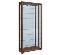 VitrosaMaxi vitrine accroché au mur avec miroir 2 portes en verre Incl. lumières LED noyerReproduction.
