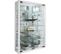VitrosaMini vitrine accroché au mur avec miroir 2 portes en verre blanc.