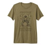 Vitruvian Drummer Percussion Leonardo Da Vinci Batterie Vintage T-Shirt Haut de Gamme