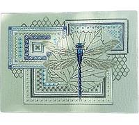 Vitrywei Dragonfly Geometric Cross Stitch Kit,Needlepoint Kits for Beginners, DIY Needlepoint Starter Kit with Printed Linen Threads Needles Beads Full Instructions,for Beginners Adults (1 pcs)