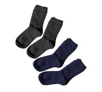 vitsocks Chaussette chaude 80% LAINE MÉRINOS garçon fille enfant (4 PAIRES) fine respirante mi mollet hiver froid, noir et bleu marine, 31-34
