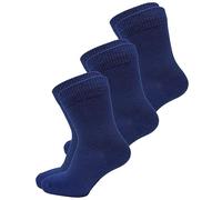 vitsocks Chaussette fine 98% COTON douce légère Enfant (3 PAIRES) garçon fille mi-mollet unie respirante pieds sensibles, lot 4: bleu marine, 27-30