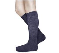 vitsocks Chaussette haute 80% LAINE MÉRINOS chaude Enfant (2 PAIRES) garçon fille mi-bas long d'hiver, bleu marine, 31-34