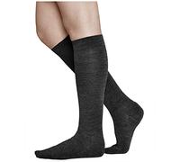 vitsocks Chaussette haute 80% LAINE MÉRINOS mi-bas chaud Femme, longue montante au genou d'hiver fine respirante unie, noir, 35-38