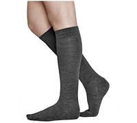 vitsocks Chaussette haute 80% LAINE MÉRINOS mi-bas chaud Femme, longue montante au genou d'hiver fine respirante unie, gris, 39-42
