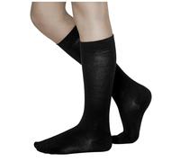 vitsocks Chaussette haute au genou COTON DOUX fine Enfant (3 PAIRES) filles garçons montante longue unie mi-bas couture plate, noir, 27-30