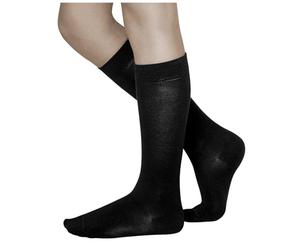 vitsocks Chaussette haute au genou COTON DOUX fine Enfant (3 PAIRES) filles garçons montante longue unie mi-bas couture plate, noir, 27-30