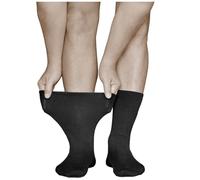 vitsocks Chaussette sans élastique diabétique extra large Homme (3 PAIRES) non comprimante pieds gonflés gros mollet, noir, 47-50