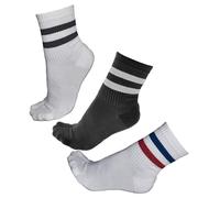 vitsocks Chaussette tennis sport 85% BAMBOU mi haute Femme (3 PAIRES) skate fine douce anti odeur rayée, lot 1: 2x blanc 1x noir, 39-42