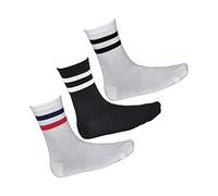 vitsocks Chaussette tennis sport 85% BAMBOU mi haute Homme (3 PAIRES) skate old school retro sportive rayée, lot 1: 2x blanc 1x noir, 43-46