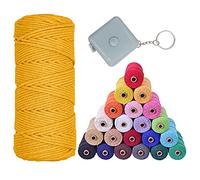 VITSOLE Fil de macramé - 3 mm x 100 m - 28 couleurs - 100 % coton - Avec 4 tours simples et 1 mètre ruban pour tentures murales, bricolage