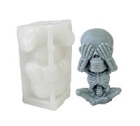 Vitsrisea Moule de crâne, moule de crâne en silicone - Écoutez voir Outil no maléfique statues de crâne 3d - Décorations de festival produisant des formes, bougies artisanales produisant