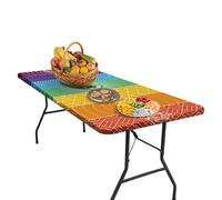 Vitsrisea Table de pique-nique en plein air, nappe de camping pour table de pique-nique, couverture de pique-nique géométrique en plein air, imperméable, coupe-vent, résistante à l'huile, accessoires