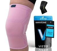 VITTO Genouillère Ligamentaire - Atelle Genou pour Femmes - Genouillere Sport pour Arthrose Genou, Déchirure du Ménisque, Musculation, Crossfit, Haltérophilie et Course, Rose, XL