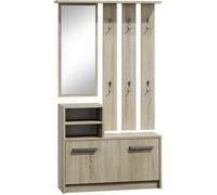 VITTORIA - Meuble d'entrée contemporain 6 crochets/miroir/2 niches/rangement chaussures 180x85x24 - Vestiaire - Porte manteau