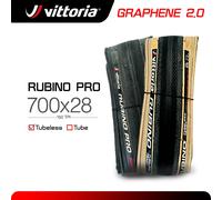 Vittoria RUBINO PRO pneu de route 700 × 28 graphène 2.0 pneus pliants Tubeless/Clincher 150TPI pour compétition de vélo de route 700X28C 2Pcs 28-Black TLR