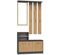 VITTORIA - Vestiaire d'entrée - Patère murale + miroir + rangement chaussures - 180x85x24 - Meuble d'entrée