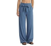 vittorio y Pantalon d'été léger et confortable avec élastique à taille haute pour femme, bleu, Taille unique