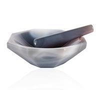 Vituord Ensemble Mortier Et Pilon en Agate, Broyeur en Agate Naturelle Polie pour Laboratoire, Diamètre Intérieur 100 Mm, Diamètre Extérieur 118 Mm, Profondeur 30 Mm, Dureté 7-7,2