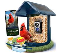 Viubird Mangeoire à oiseaux avec caméra : chargeur intelligent pour oiseaux alimenté par l'énergie solaire 2K Live Feed pour jardin, identification de l'IA à capture automatique